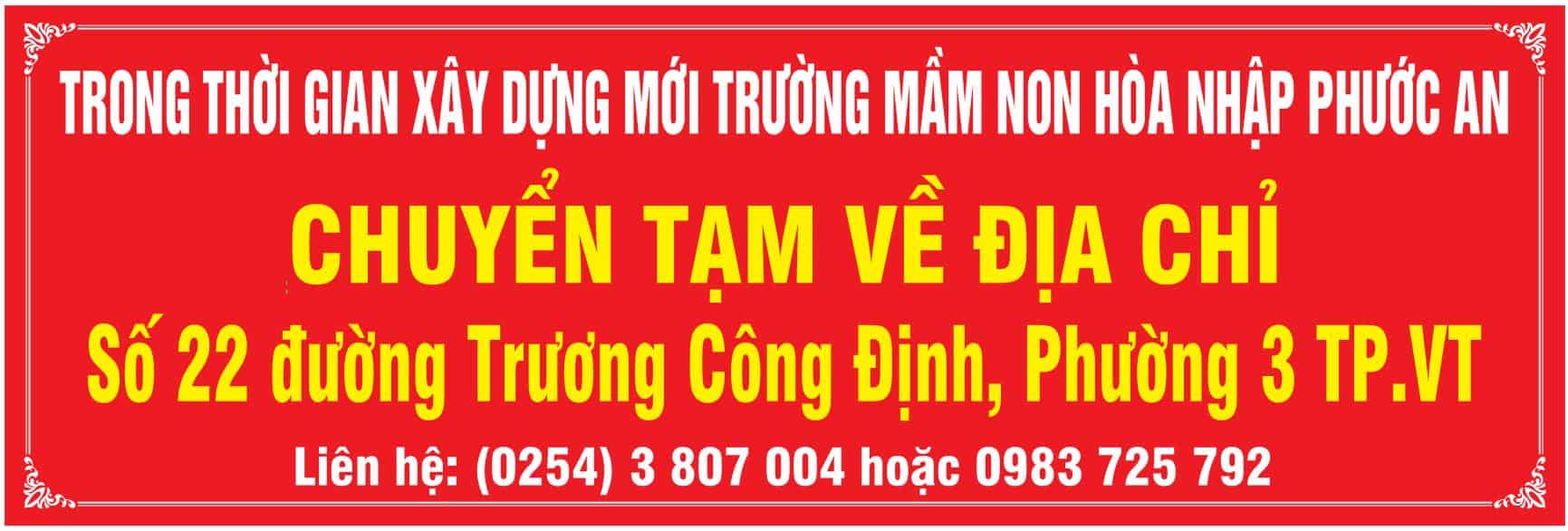 Thông báo chuyển địa điểm hoạt động | TRƯỜNG MẦM NON HÒA NHẬP PHƯỚC AN